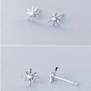 A Pair Silver Small Star Stud Earrings-ECZ007 Silver